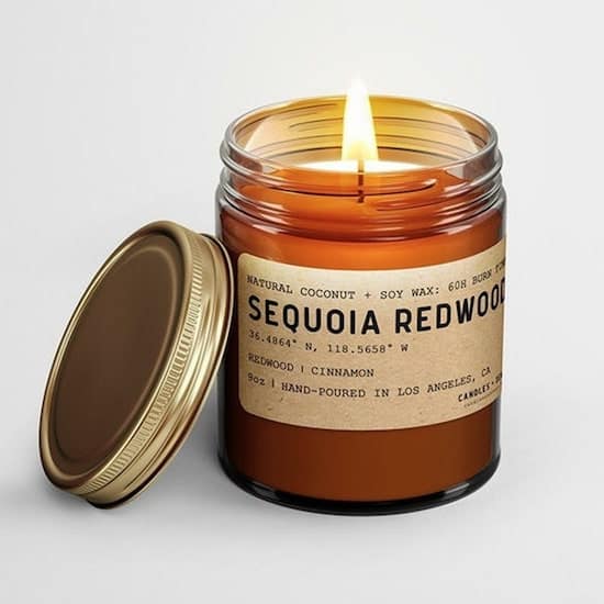 give a california themed gift: Redwood scented candle