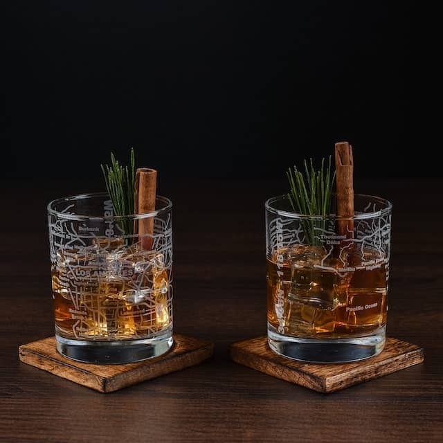 california themed whiskey glasses for a gift