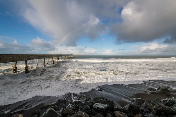 Pacifica Municipal Pier at Sharp Park Beach in Pacifica, CA