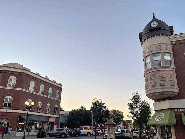 downtown paso robles at sunset