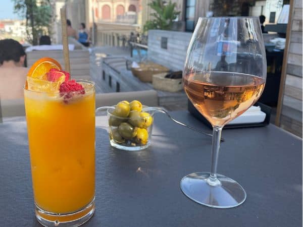 drinks at a Barcelona rooftop bar in the summer