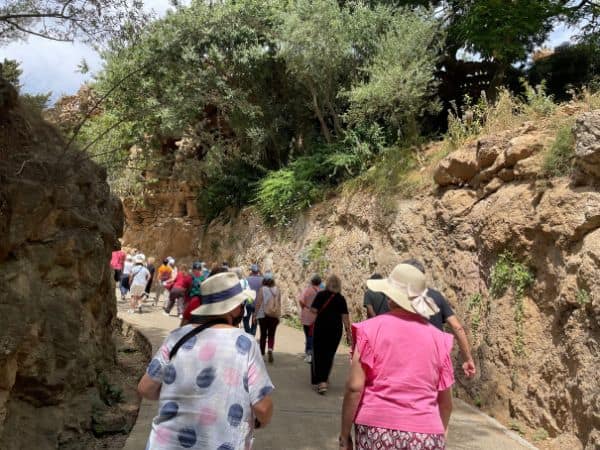 summer crowds in Park Guell in Barcelona 