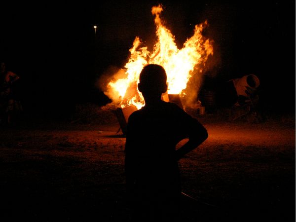 Bonfires on Sant Joan Night in Barcelona