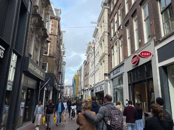 walking the bustling streets of Amsterdam